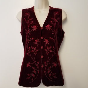 Ann Taylor Velvet Floral Vest Women size 2